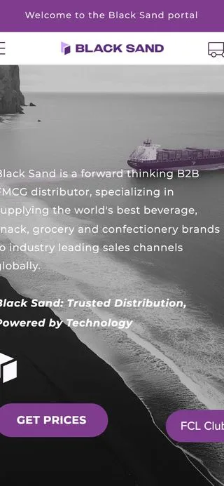 Black Sand Distribution store on mobile