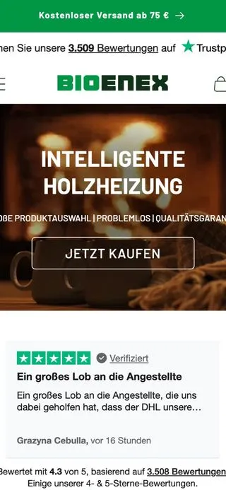 Bioenex store on mobile