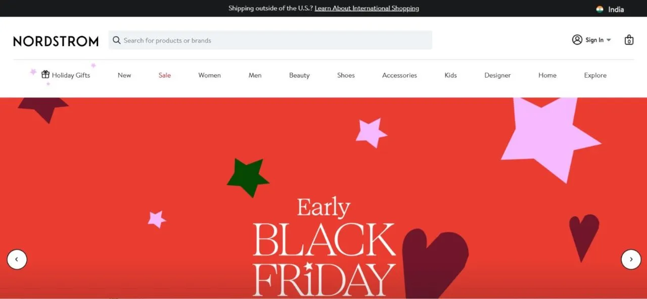 Nordstrom website