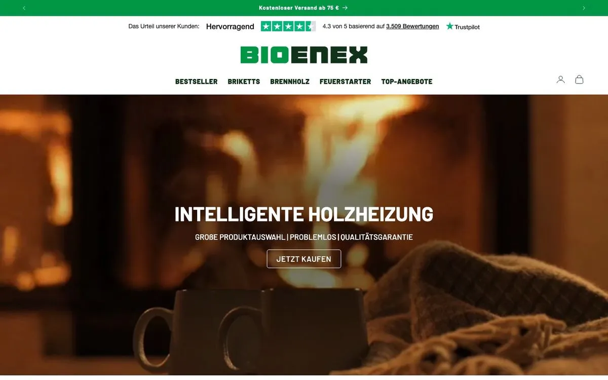 Bioenex store on desktop