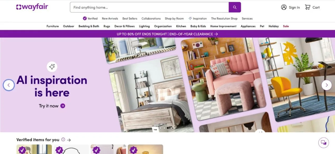 Wayfair website