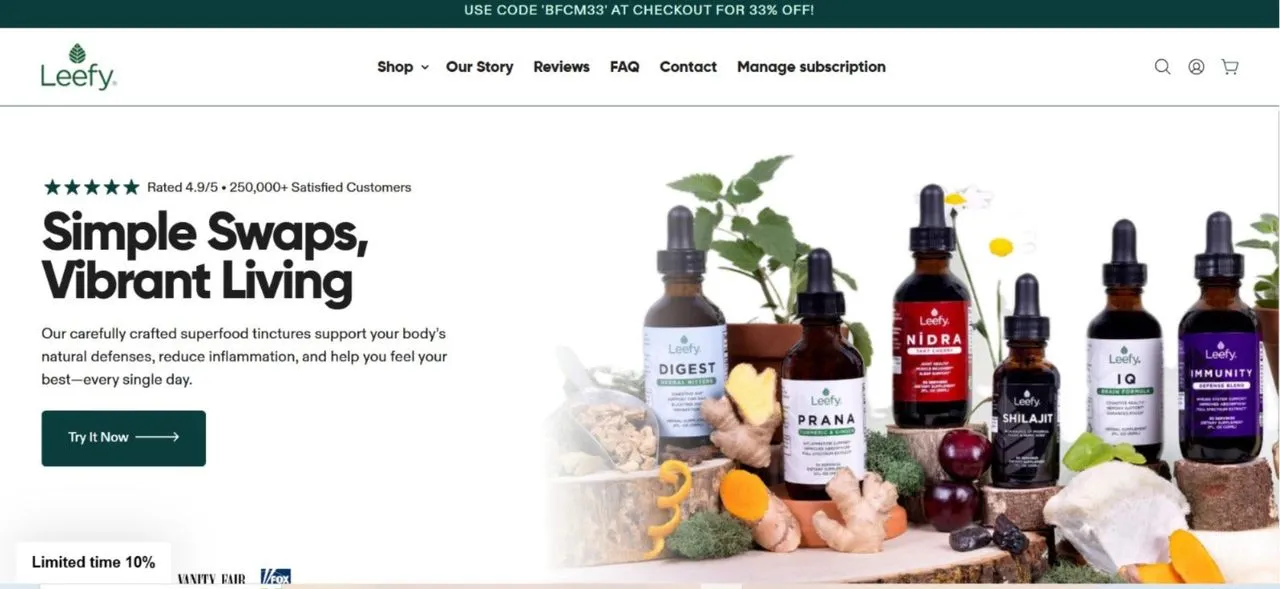 Leefy Organicswebsite