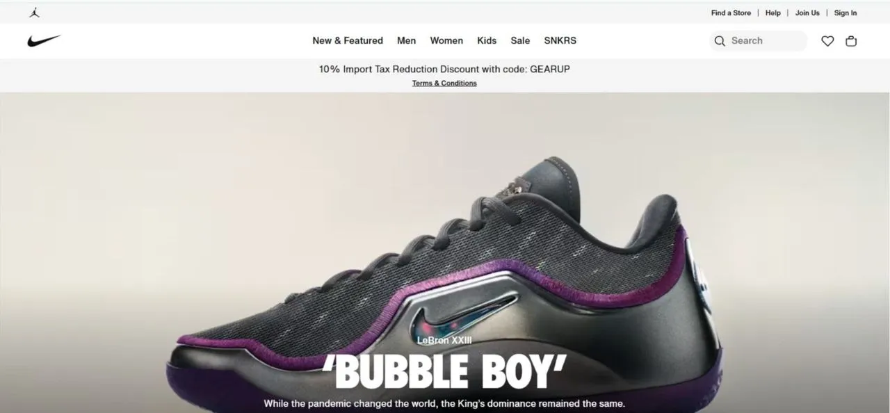 Nike website
