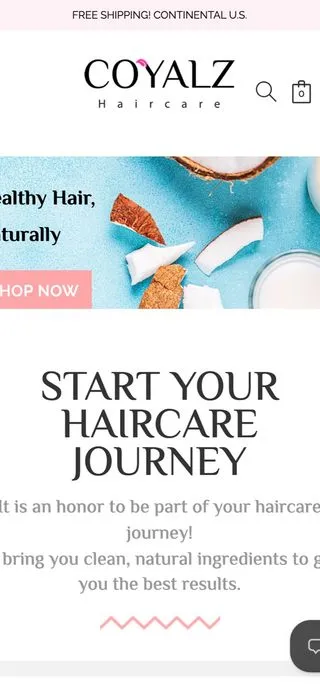 Coyalz Haircare store on mobile